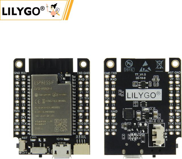 LILYGO TTGO T7 Mini32 V1.5 ESP32-WROVER-B Entwicklung Platine mit Dual Core PSRAM, Wi-Fi und Bluetooth, Schwarz - Bild 1