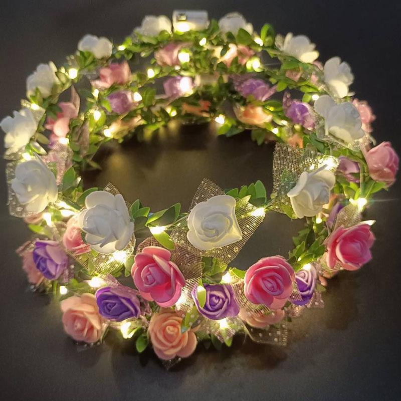 HappySmile LED Blumenkranz Haarband, Damen - Bild 1