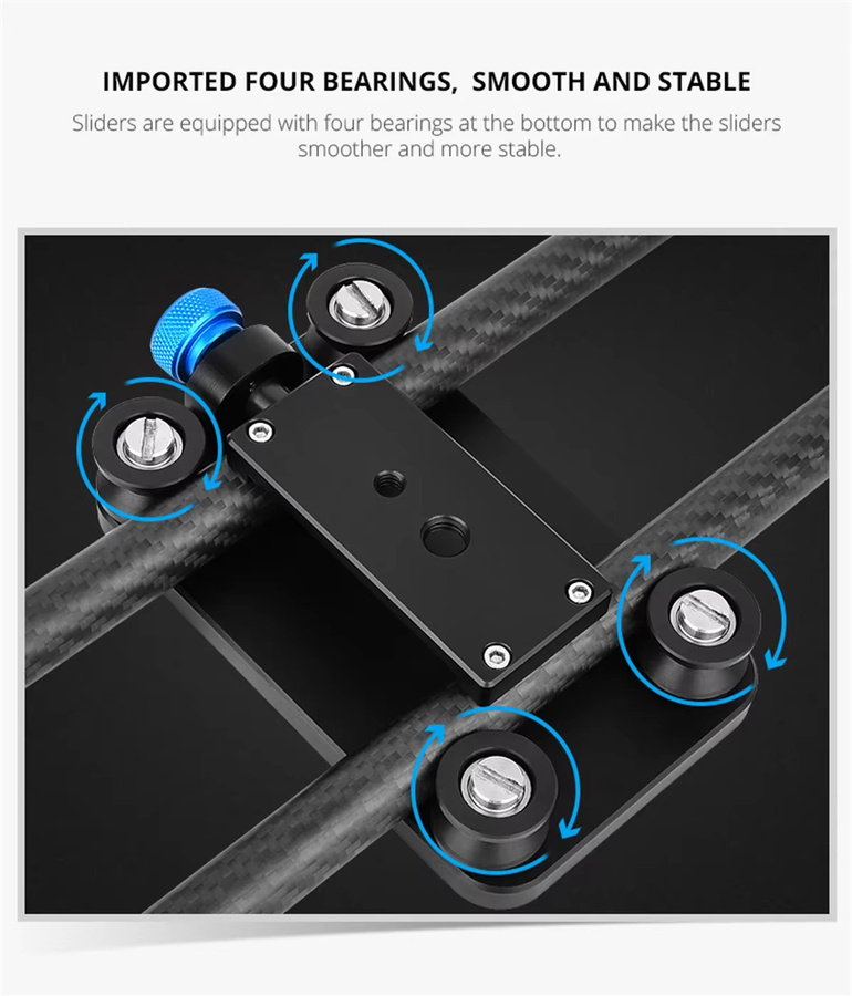 YELANGU L40T Carbon Fiber Kamera Track Slider in Schwarz für Canon Nikon Sony DSLR und Smartphone - Bild 2
