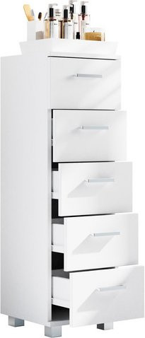 VCM Schubladenschrank Zalo M in Weiss, B/T/H: 30 x 30 x 94 cm - Bild 1