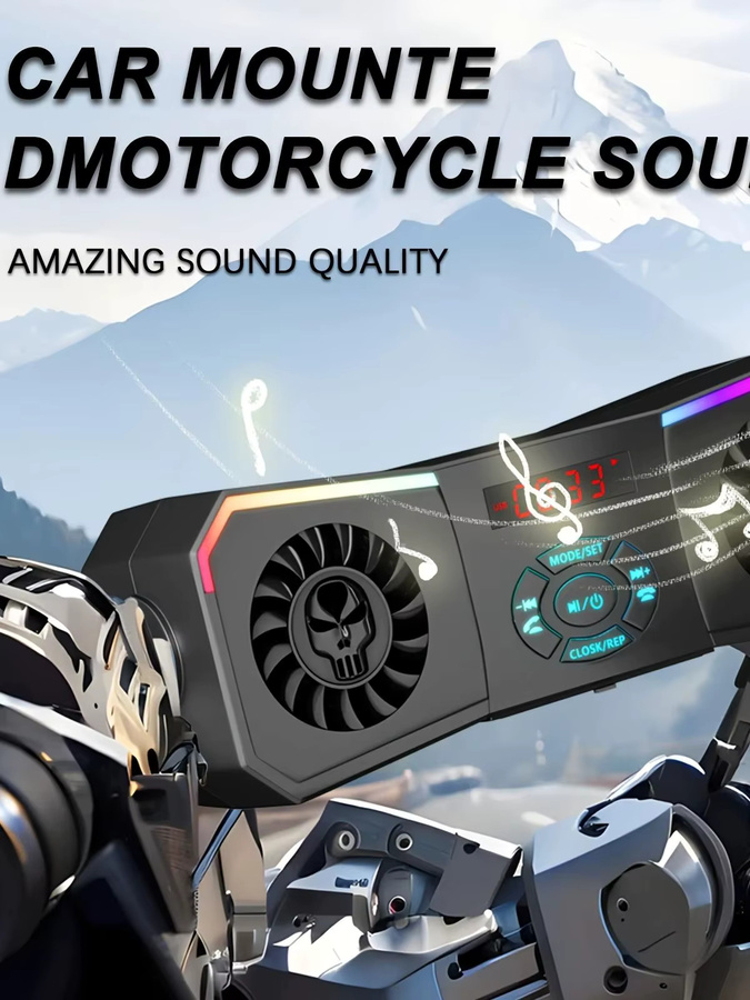Purevox Motorrad-Lautsprecher kabelloses Stereo-Audiosystem in Schwarz mit MP3-Player, AUX, USB und FM-Radio für 12 V inklusive Lenkerhalterung - Bild 7