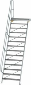 Günzburger Aluminium-Treppenplattform 60 Grad mit 14 Stufen in Silber - Bild 1