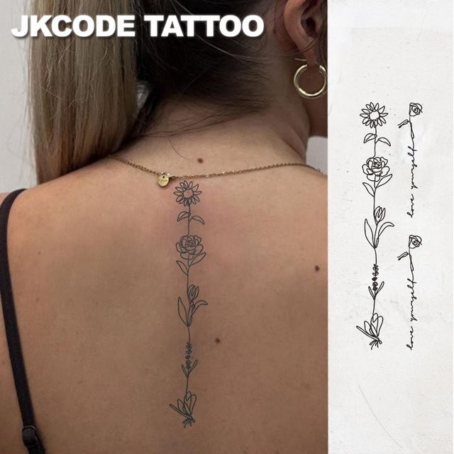 JKCODE TATTOO Wasserfeste semipermanente Tattoos, Rose & Leaf Design - Bild 1