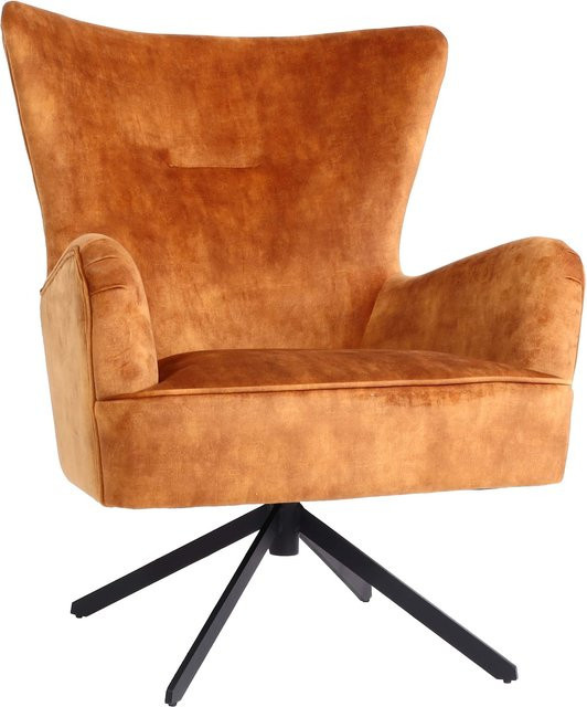 MCW Lounge-Sessel L63 drehbar aus Samt in Gold-Braun mit Metallgestell - Bild 1