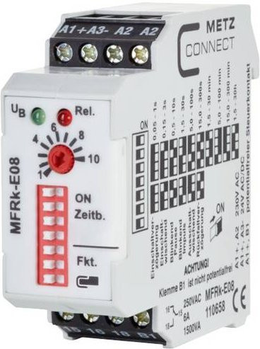 Metz Connect MFRk-E08 Multifunktionales Zeitrelais 230 V/AC mit 1 Wechsler in Weiß - Bild 1