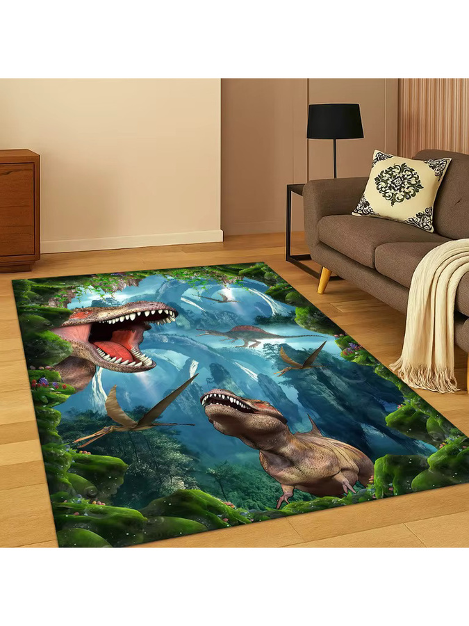 Faviora Illusion Unterwasserwelt Teppich mit Dinosaurier und Delphin, rutschfest, Mehrfarbig, B: 60 cm, T: 40 cm, H: 40 cm - Bild 2