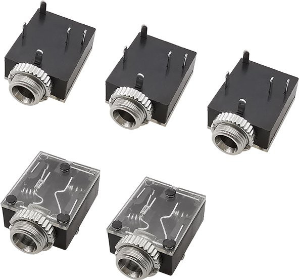 PJ-324M 5-polige 3,5mm Stereo-Audio-Buchse für Kopfhörer, Schwarz - Bild 1