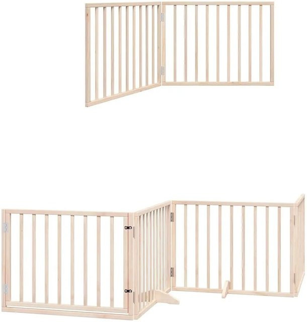vidaXL Hundetor aus Pappelholz mit Tür, faltbar, 10-teilig, braun/beige - Bild 1