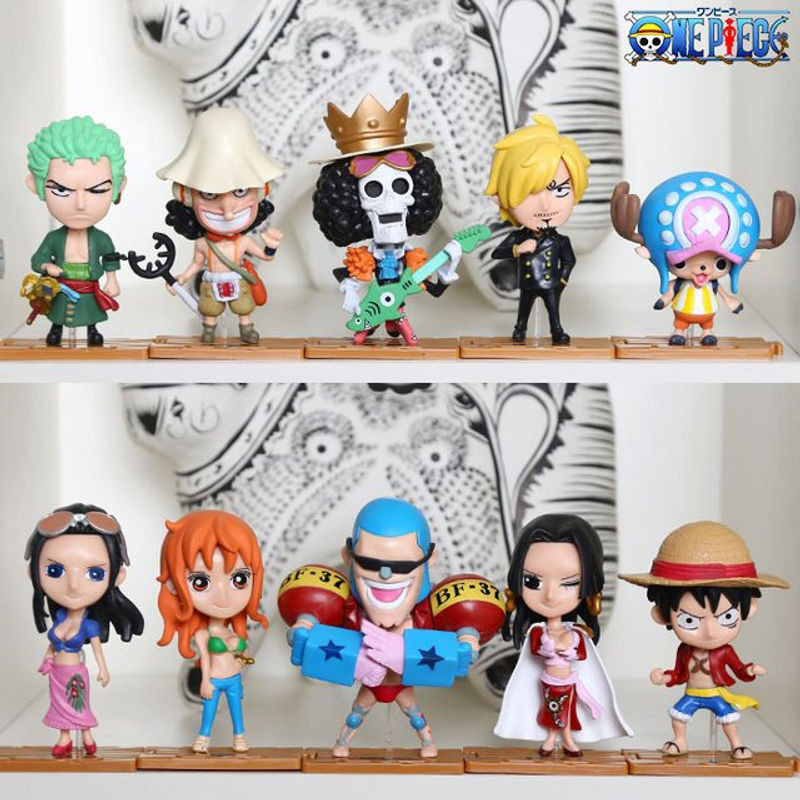 10er Set Anime Figuren One Piece Luffy und Zoro aus Kunststoff, mehrfarbige PVC Modell Figuren für Auto Dekoration und Geschenke von Bandai - Bild 1
