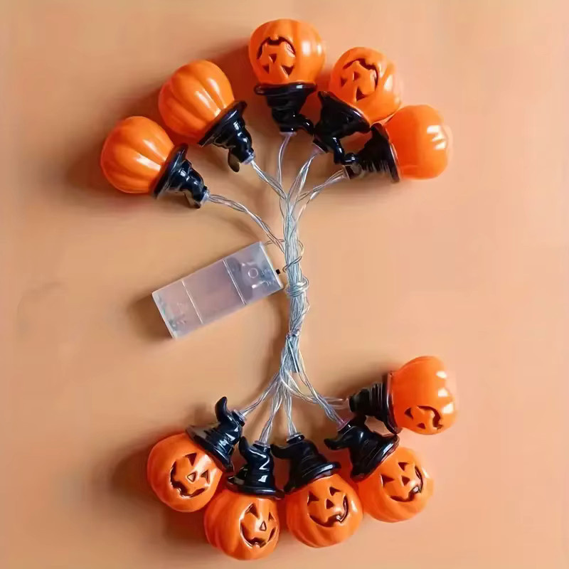 Halloween Kürbis Hut mit LED Lichterkette in Orange und Warmweiß für Indoor und Outdoor Dekoration - Bild 6