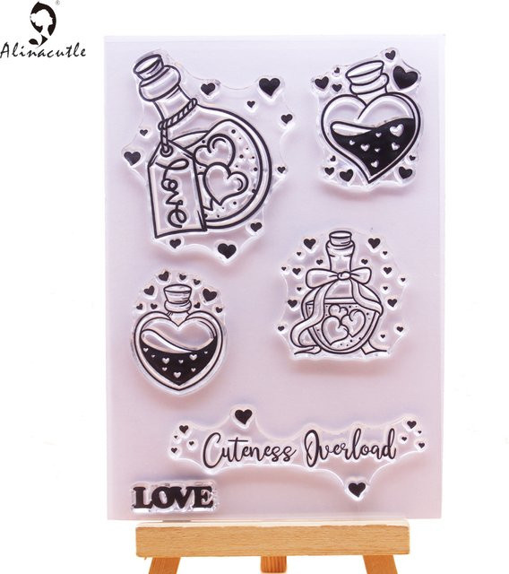 Alinacutle Clear Stamps Love Happy Valentine Set aus transparentem Silikon für Scrapbooking und Papierhandwerk - Bild 1