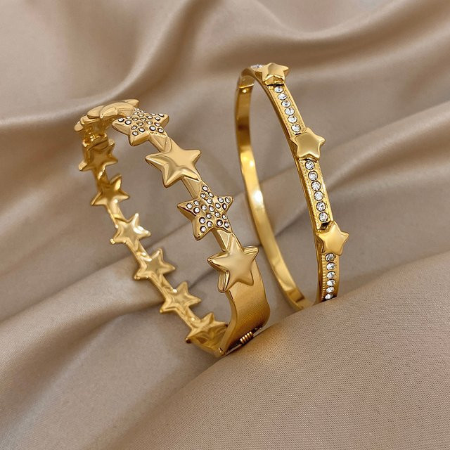 Greatera Armband, Edelstahl, fünfzackiger Stern, Zirkon, Damen - Bild 1