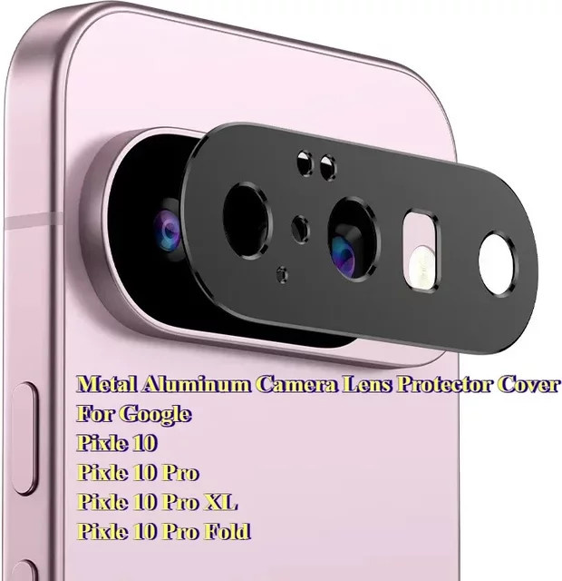 Kameraobjektiv-Schutzabdeckung aus Metall und Aluminium für Google Pixel 10 Pro Fold, 9 Pro XL in Schwarz - Bild 1