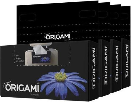 Origami 2-lagige Auto-Taschentuchbox in Schwarz, 4er-Pack mit insgesamt 400 Blatt Gesichtstüchern - Bild 1