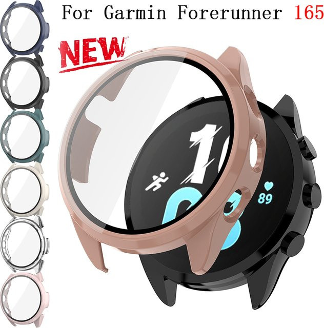 OAKCHARM Displayschutzhülle für Garmin Forerunner 165 mit gehärtetem Glas und PC-Gehäuse in Pink - Bild 1