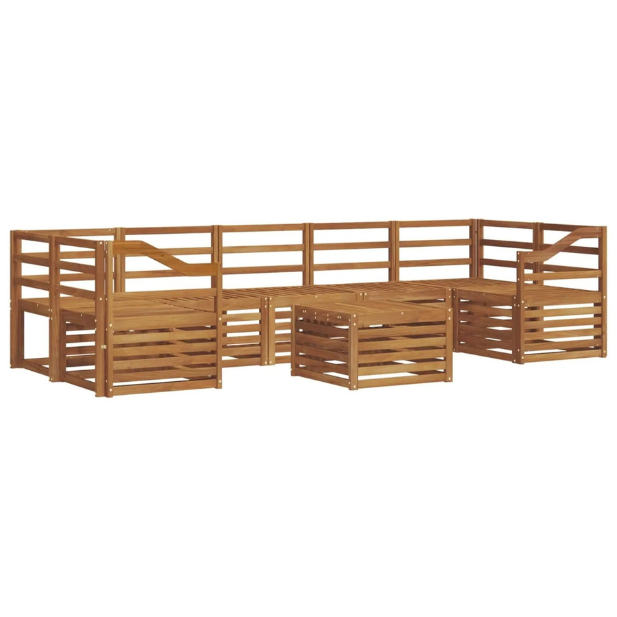 vidaXL Sofagarnitur 8-teilig aus Massivholz Akazie in Natur Braun, U-Form mit Tisch und Latten-Design - Bild 2