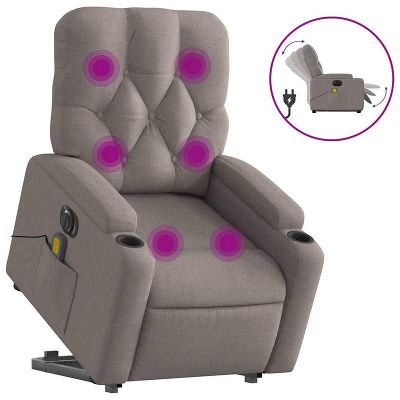Vidaxl Elektrischer Massagesessel mit Aufstehhilfe in Taupe Meliert aus Stoff - Bild 2