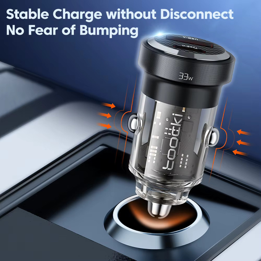 Toocki 33W USB-C Dual-Port Auto-Ladegerät mit PD und QC Schnellladefunktion in Schwarz - Bild 4