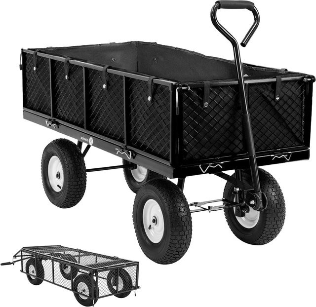 Miweba Bollerwagen MB-700 Transportwagen mit 700 kg Traglast, klappbar, Doppelachse, Stahlrahmen, Schwarz - Bild 1