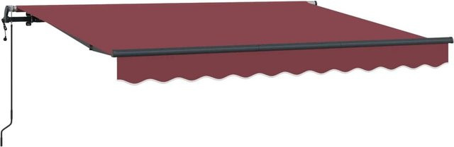 vidaXL Einziehbare Markise in Bordeauxrot mit Fernbedienung, gestreift, B: 250 cm, T: 200 cm - Bild 1
