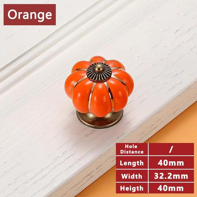 Love Home Garden Keramikknopf in Kürbisform mit Zink-Beschlag, Farbe: Orange - Bild 1