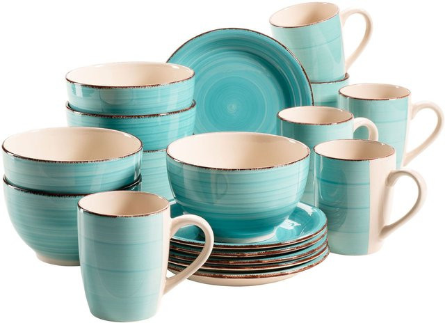 Mäser Frühstücksgeschirr Lumaca aus Steingut, 18-teiliges Set, Multicolor (Blue, Turquoise) - Bild 1