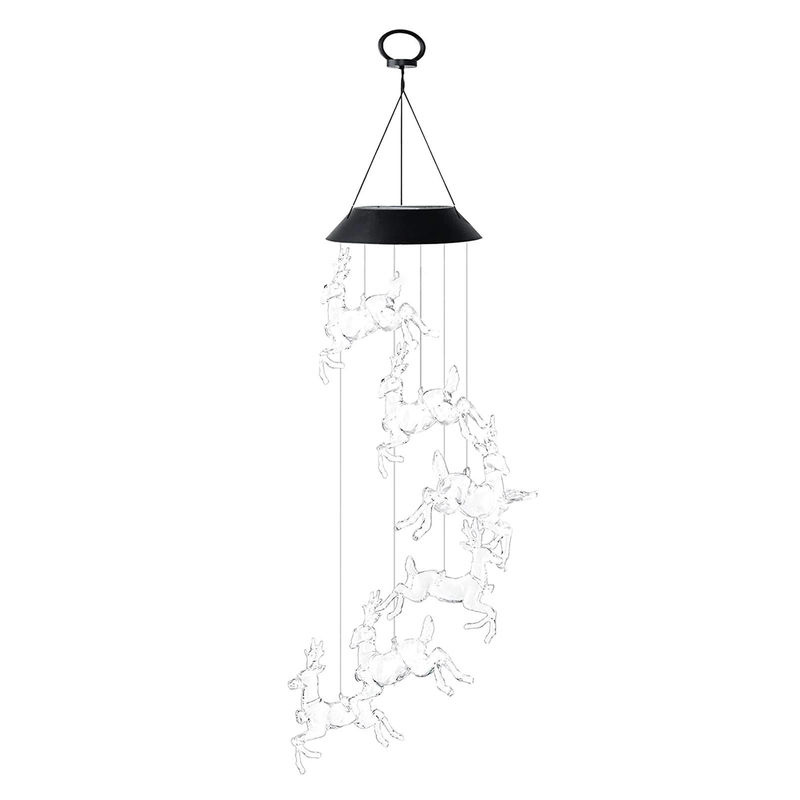 TOMTOP JMS Solarenergiebetriebene Windspiel-Lampe Schneemann Typ 4 in Schwarz mit LED Farbwechsel und Dämmerungssensor für den Garten - Bild 2