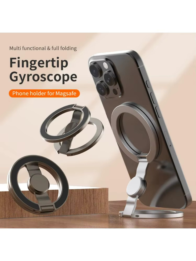 VIKEFON 2-in-1 Magnetischer Fingerring und Dekompressions-Gyro Smartphone-Halterung für iPhone, Schwarz - Bild 5