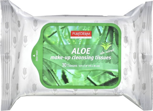 PUREDERM Make-up-Reinigungstücher, Aloe Vera, Vitamin E, 30 Stück - Bild 1