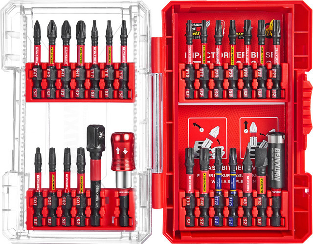Geinxurn 27-teiliges Schlagschrauber-Bit-Set aus S2-Stahl in Rot mit robustem Gehäuse - Bild 1