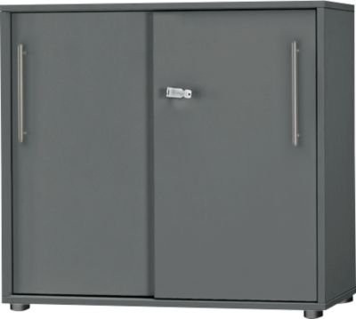 Schäfer Shop Select Schiebetürenschrank Start Off mit 2 Ordnungsfächern, abschließbar, Farbe Graphit, Material Holz, B/T/H: 80 x 42 x 78,8 cm - Bild 1
