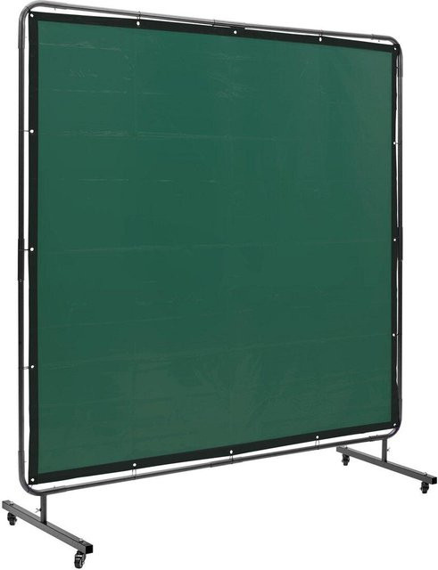 Buying Solutions MB Schweißschutzschirm aus flammhemmendem Vinyl in Grün mit Rahmen und 4 Schwenkrädern, B/H: 180 x 180 cm - Bild 1