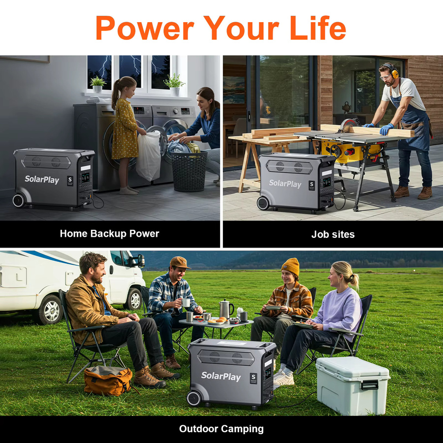 SOLARPLAY Q3600 Tragbares Kraftwerk mit 3600 W und 3840 Wh Energiespeicher, Lifepo4 Batterie und USV-Funktion für Heim, Camping und Outdoor - Bild 4