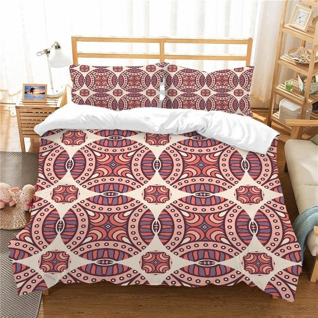 Boho Bettwäscheset aus Mikrofaser mit Stechapfel Mandala Blumen-Print, Mehrfarbig, B/H: 220 x 240 cm und 135 x 200 cm - Bild 1