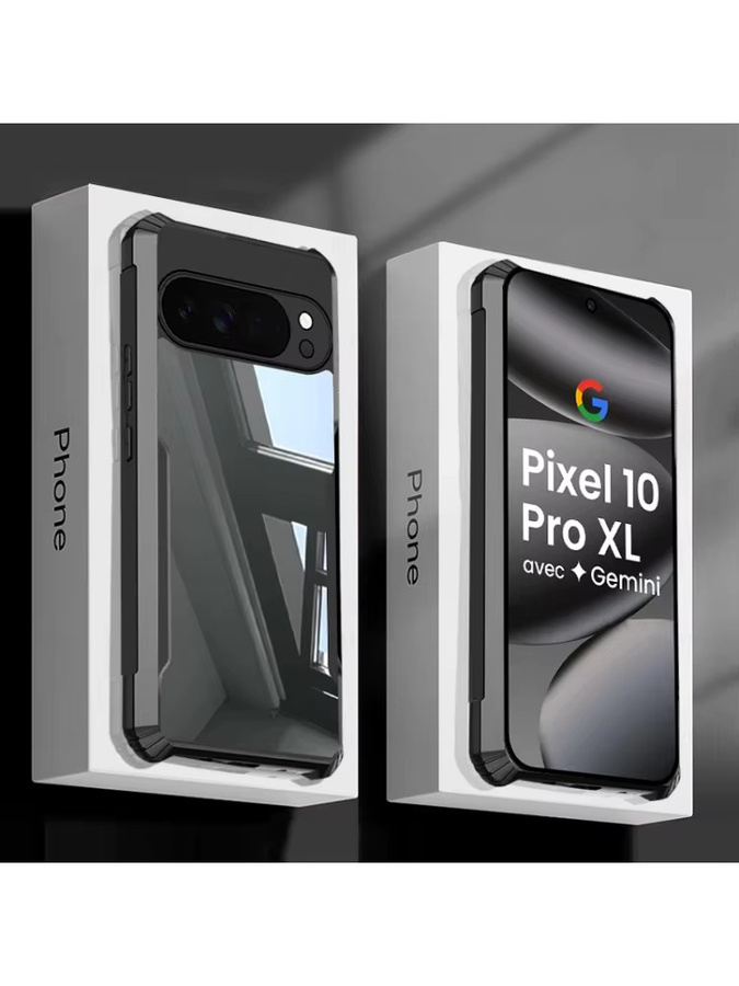 Transparente Acryl-Schutzhülle für Google Pixel 10 Pro XL mit weichem TPU-Rahmen und Anti-Fall-Schutz in Schwarz - Bild 5