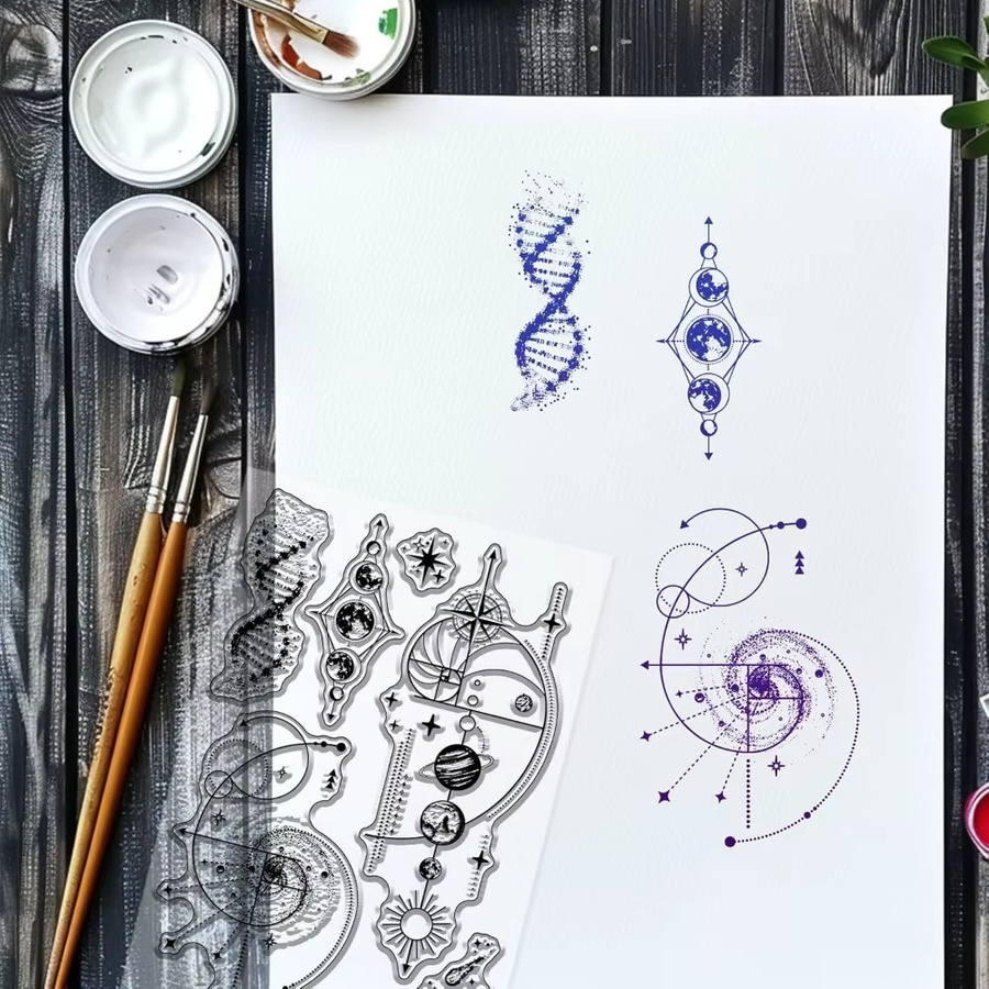 Fibonacci Planet Clear Stamps Galaxy Magic Star Transparent Stempel für die Kartenherstellung, Transparent - Bild 2