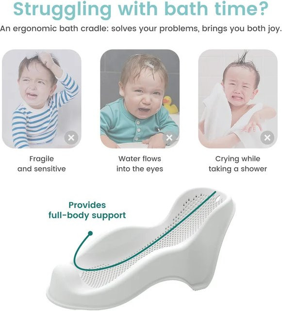 Ergonomische Baby-Badewannenstütze für Neugeborene in Pink und Weiß - Bild 1