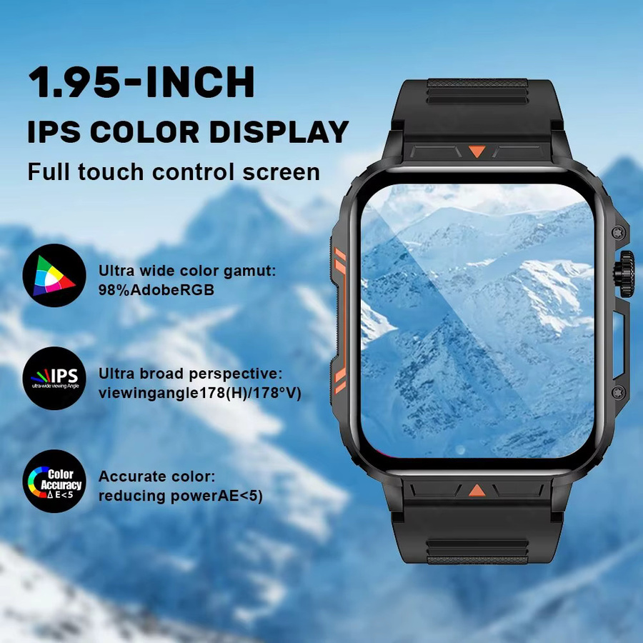 Lige Smartwatch mit 1,95 Zoll Bildschirm, IP68 wasserdicht, Gesundheitsüberwachung und Sport-Fitness-Funktionen, Farbe: Schwarz - Bild 2
