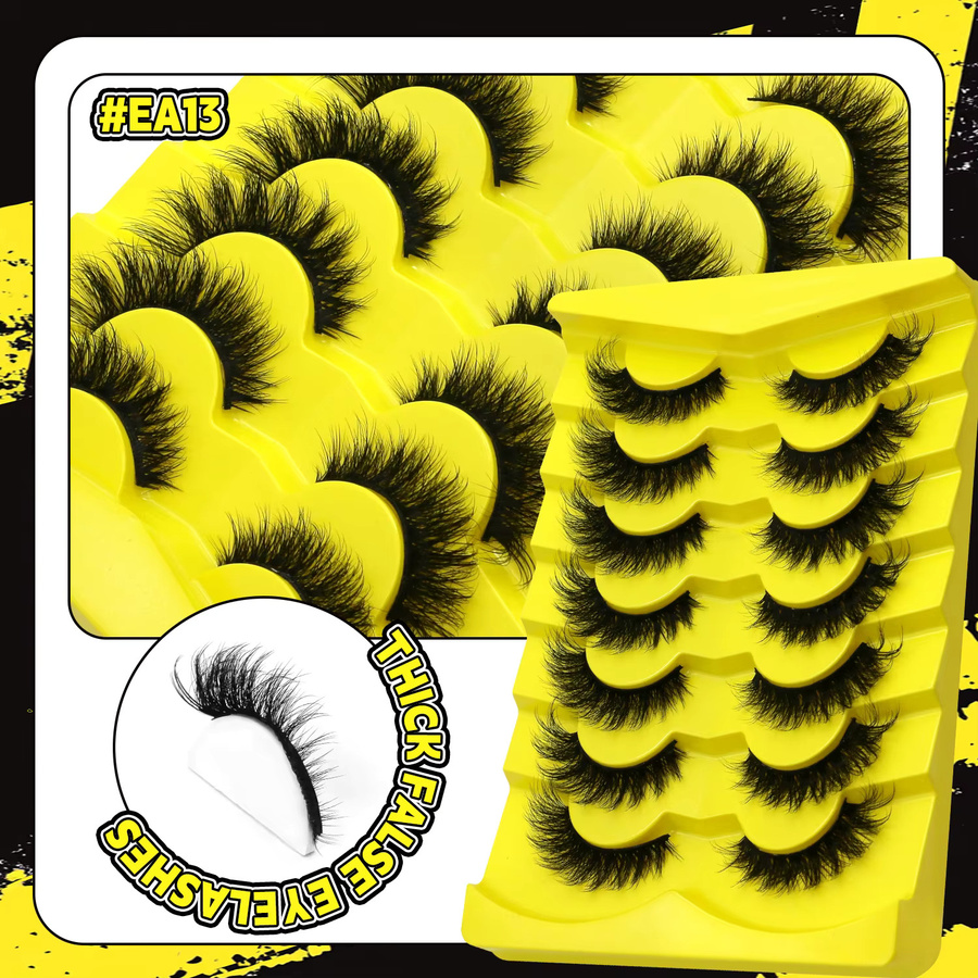 Lasvirey Künstliche Wimpern, 5/7 Paar, Katzenaugen-Look, 5D-Volumen, Unisex - Bild 4