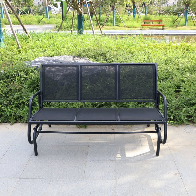 Prestige Home Living 3-Sitzer Garten Schaukelbank mit Armlehnen, Schwarz, B/T/H: 151 x 70 x 83 cm - Bild 1