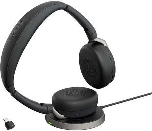 Jabra Evolve2 65 Flex Link380c MS Bluetooth Stereo On-Ear Headset mit Ladepad in Schwarz - Bild 1