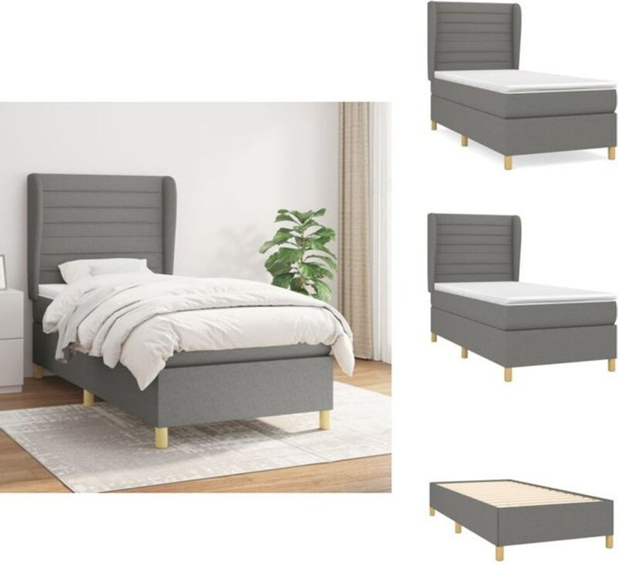 Boxspringbett mit Matratze von vidaxl in Anthrazit aus Stoff, B/T/H: 90 x 200 x 118 cm - Bild 1