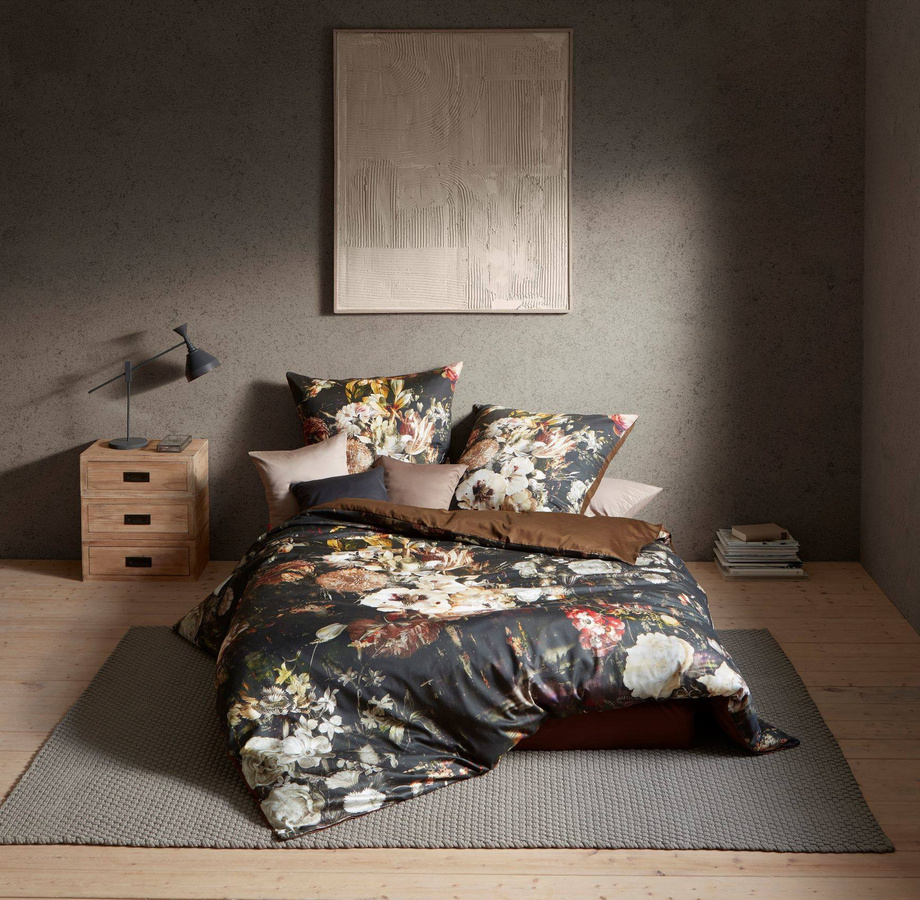 Fleuresse Mako-Satin Bettwäsche mit Rosenblüten Design, grau und braun, wendbar, B/H: 155 x 220 cm und 80 x 80 cm - Bild 1