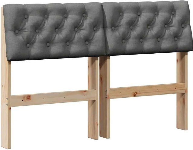 vidaXL Gepolstertes Kopfteil aus massivem Kiefernholz in Grau, Breite: 120 cm - Bild 1
