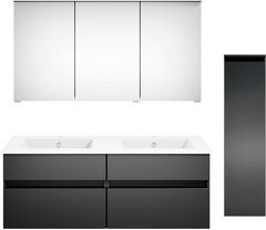 Get2You Badmöbel-Set twenty one, 5-teilig, grau und weiß, mit Waschbecken und LED-Beleuchtung, Wandmontage - Bild 1