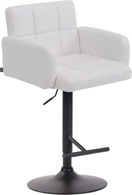 DELUKE Barhocker SUTUN höhenverstellbarer Barstuhl aus Kunstleder in Weiß und Schwarz, drehbar mit Lehne, B/T/H: 60 x 56 x 93 cm - Bild 1