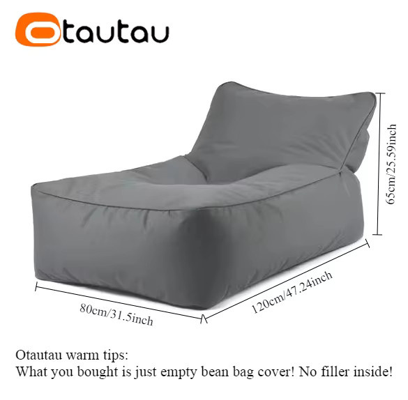 OTAUTAU Outdoor Oxford Sitzsack Liegebezug SF482 aus Polyester in Beige oder Grau - Bild 3
