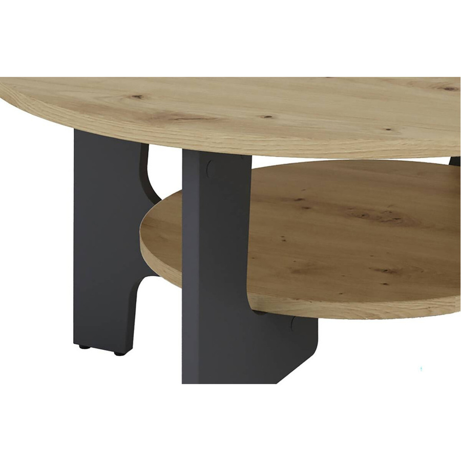 Couchtisch JONNY byLIVING in Eiche, rund und modern, B/T/H: 80 x 42,5 x 20 cm - Bild 3