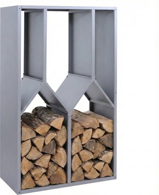 MCW Brennholzlager P76 Holzregal aus Metall in Grau, B/T/H: 160 x 95 x 50 cm - Bild 1