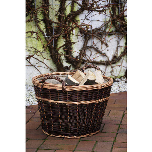 DOBAR Kaminholzkorb aus Weide und Jute in Braun, Durchmesser: 50 cm, Höhe: 40 cm - Bild 5